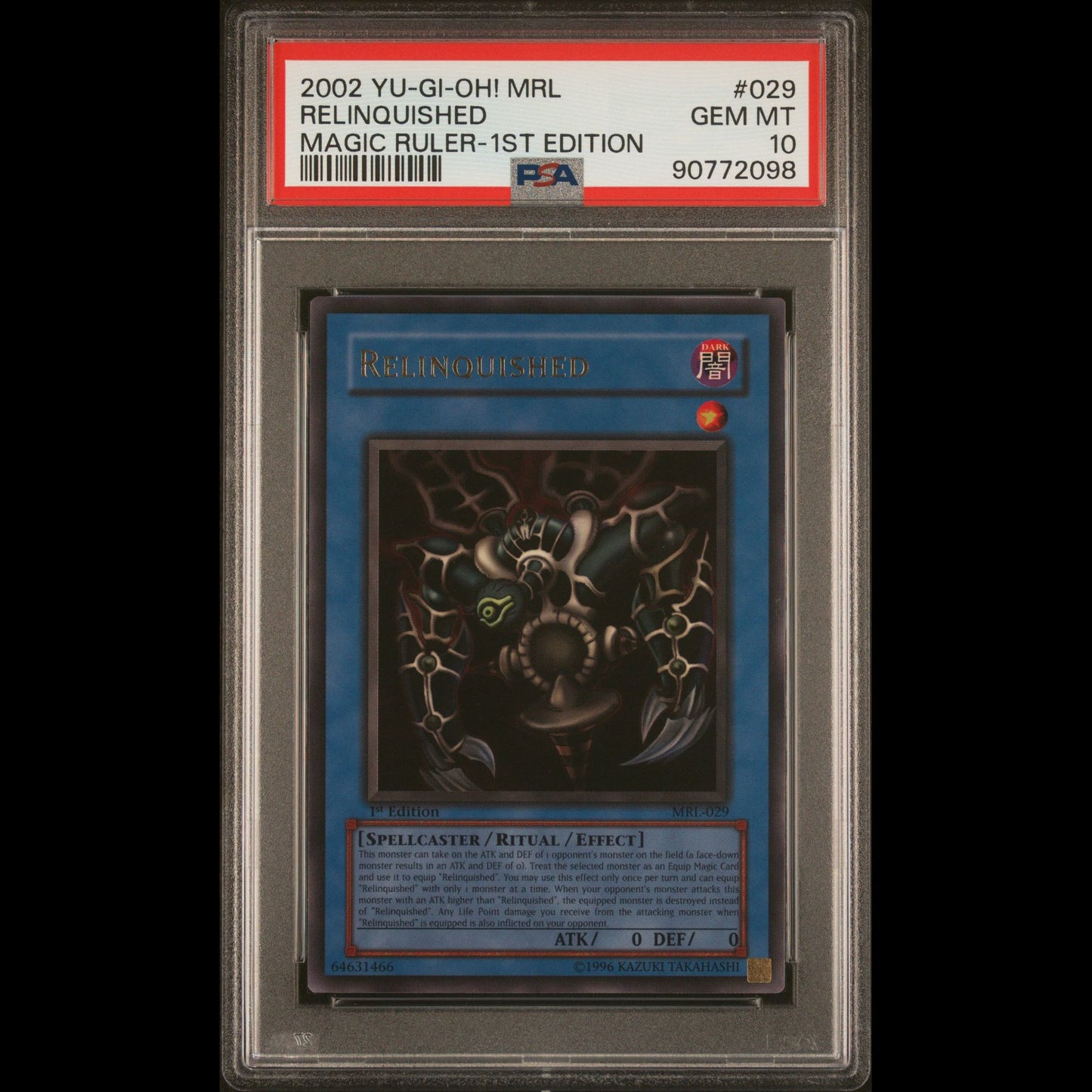 Yu-Gi-Oh! Relinquished PSA 10 Gem Mint 1st Edition MRL Magic Ruler