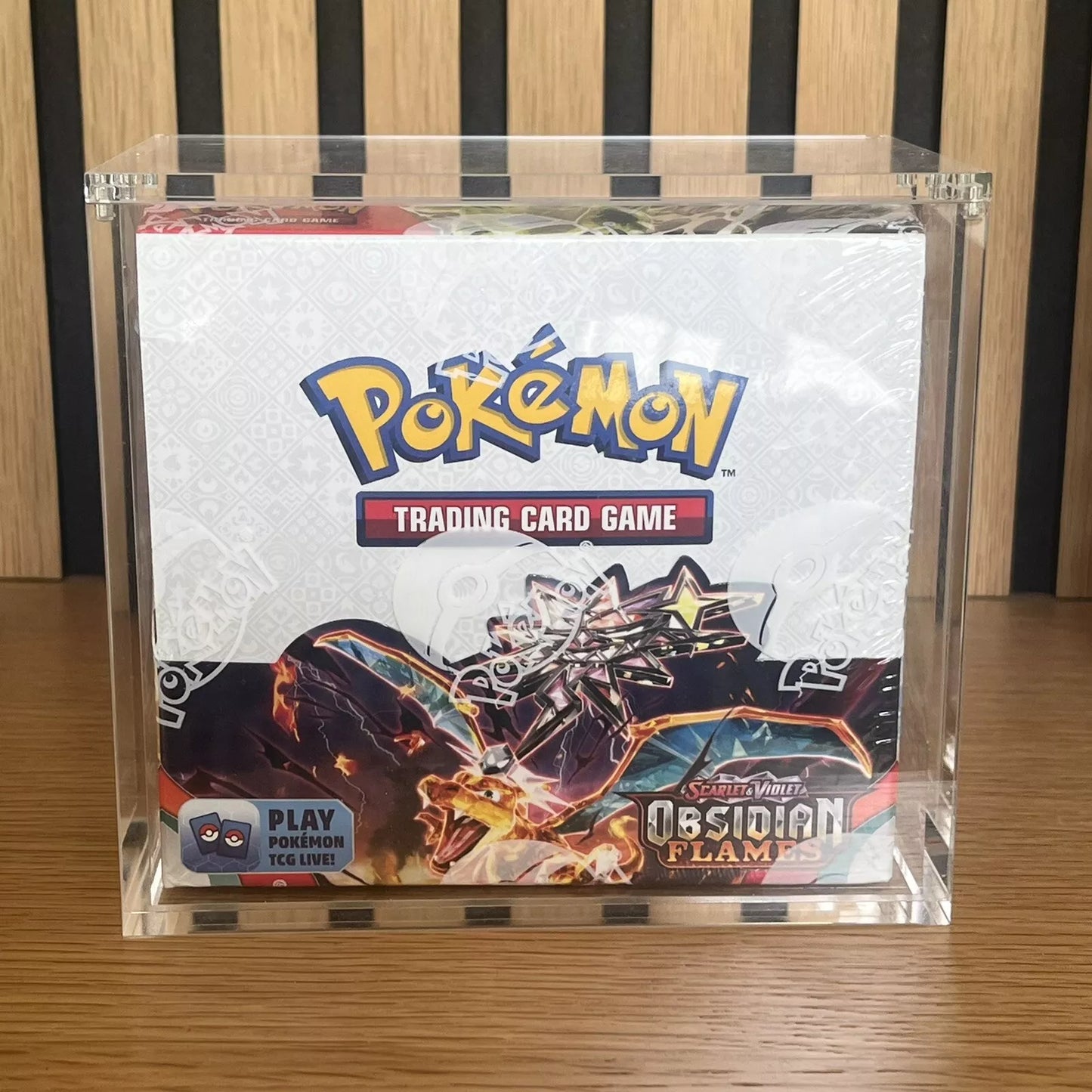 Premium Lucite Acrylic Display Case for Pokemon Booster Box UV Resistant Magnetic Lid