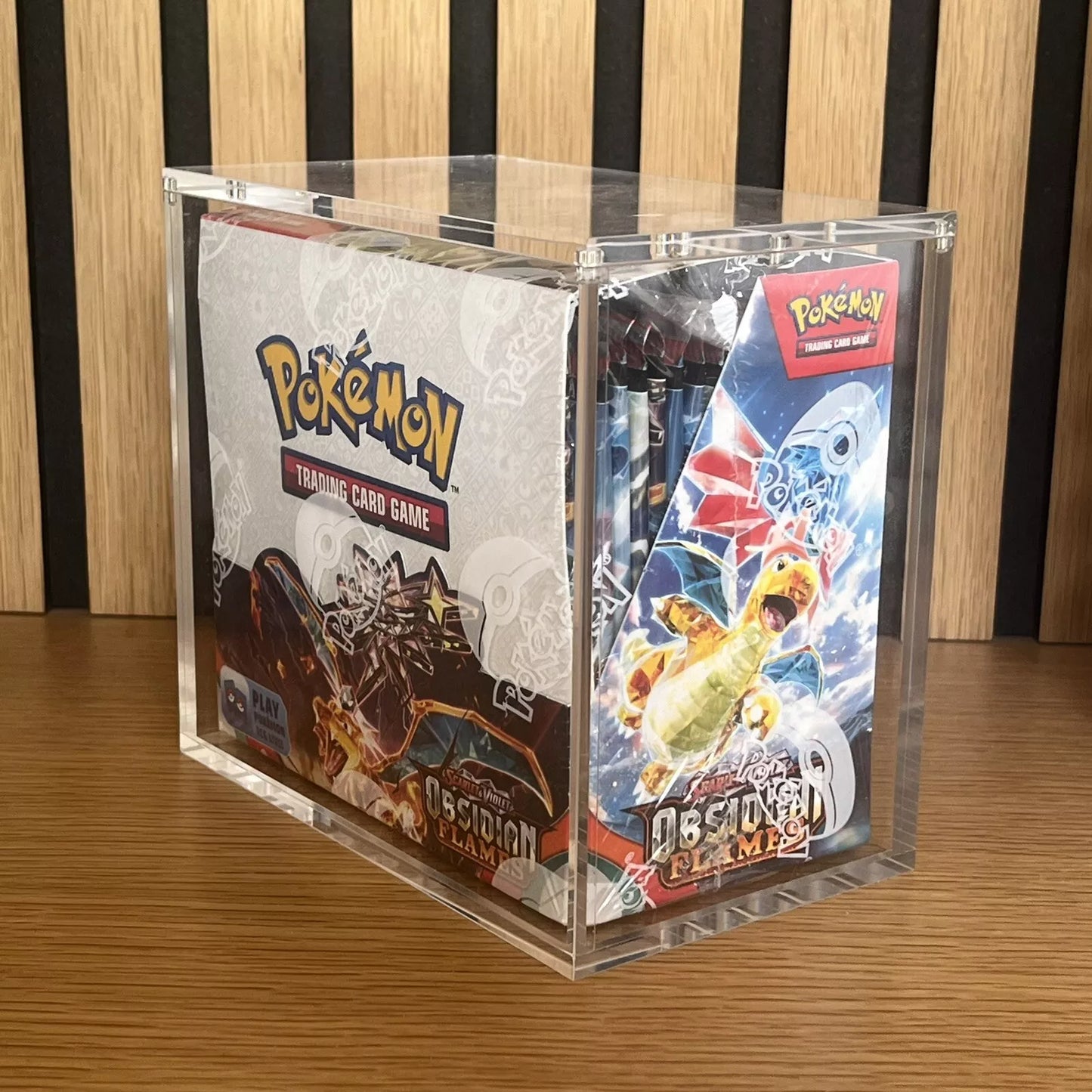 Premium Lucite Acrylic Display Case for Pokemon Booster Box UV Resistant Magnetic Lid